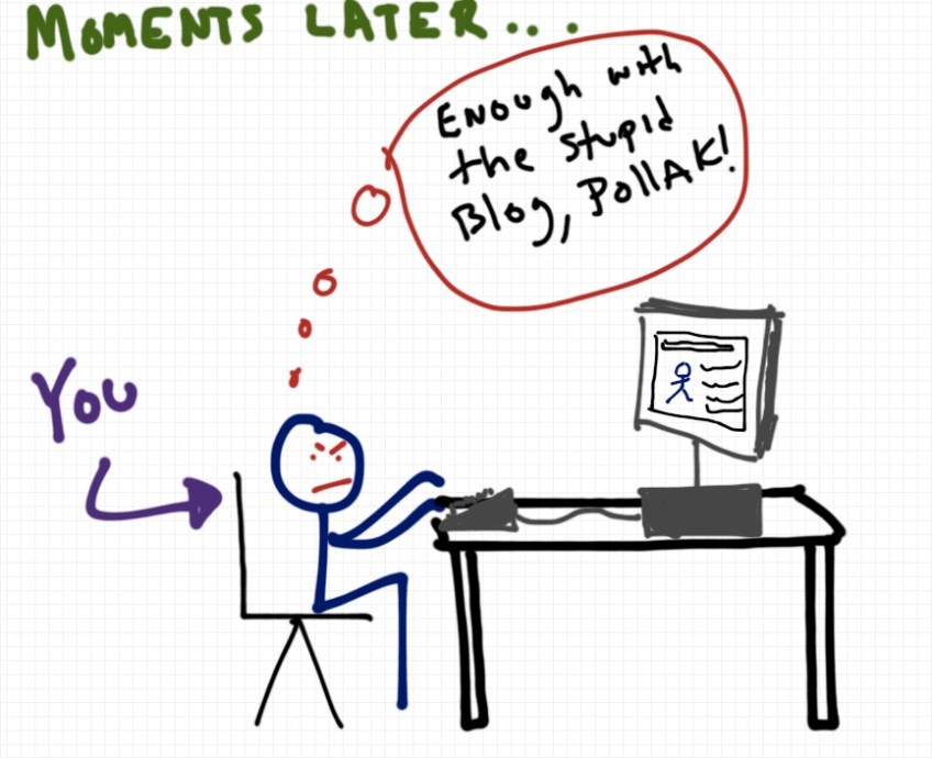 Rob Pollak drawing of blog reader