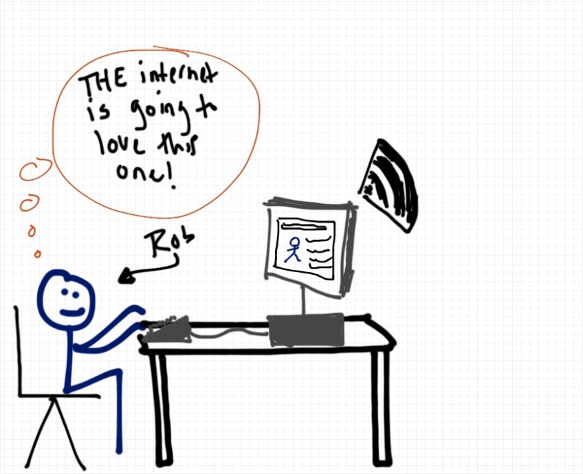 Rob Pollak drawing of blogger
