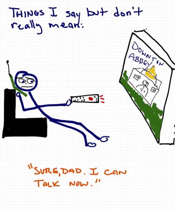 Watching Downton Abbey Season 3 when the phone rings - A drawing of Downton Abbey by Rob Pollak